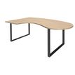 Bureau LOFTER Manager arrondi -  retour à gauche - L200 cm - Plateau imitation chêne clair - Pied carbone (Pieds de renfort obligatoire à rajouter - non inclus)