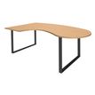 Bureau LOFTER Manager arrondi -  retour à gauche - L200 cm - Plateau imitation Hêtre - Pied carbone (Pieds de renfort obligatoire à rajouter - non inclus)
