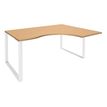 Bureau compact LOFTER - L180 cm - Retour à droite - Plateau imitation Hêtre - pied Blanc - (pied de renfort obligatoire à rajouter - non inclus)