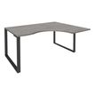 Bureau compact LOFTER - L160 cm - Retour à droite - Plateau imitation chêne gris - pied Carbone - (pied de renfort obligatoire à rajouter - non inclus)