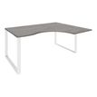 Bureau compact LOFTER - L180 cm - Retour à droite - Plateau imitation chêne gris - pied Blanc - (pied de renfort obligatoire à rajouter - non inclus)