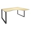 Bureau compact LOFTER - L180 cm - Retour à droite - Plateau imitation Erable - pied Carbone - (pied de renfort obligatoire à rajouter - non inclus)