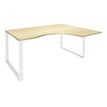 Bureau compact LOFTER - L180 cm - Retour à droite - Plateau imitation Erable - pied Blanc - (pied de renfort obligatoire à rajouter - non inclus)