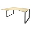 0404000123583-Bureau compact LOFTER - L180 cm - Retour à gauche - Plateau imitation Erable - pied Carbone - (pied de renfort obligatoire à rajou--0