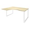 Bureau compact LOFTER - L180 cm - Retour à gauche - Plateau imitation Erable - pied Blanc - (pied de renfort obligatoire à rajouter - non inclus)