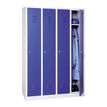 3700339889105-Vestiaire industrie propre monobloc 4 colonnes - H180 x L120 x P50 cm - gris/bleu--0
