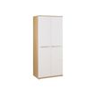 Armoire haute SLIVER - L80 x H188 x P45 - 2 portes - Chêne fil et blanc