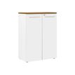 Rangement mi-hauteur YES ! - L80 x H109 x P42 - 2 portes - Façade blanche - Dessus Merisier