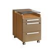 3483600012326-Caisson mobile SLIVER - Profondeur 62 cm - 2 tiroirs + 1 tiroir plumier - Top en verre trem-Angle gauche-0