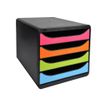 9002493423268-Exacompta BigBox - Module de classement 4 tiroirs - noir/arlequin-Angle gauche-1