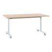 Table de réunion mobile et rabattable YES ! - 140 cm - Pieds blancs - Chêne
