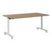 Table de réunion mobile et rabattable YES ! - 140 cm - Pieds blancs - Merisier