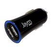 3701263503402-JAYM - Chargeur allume cigare pour voiture - 2 USB + câble USB vers USB-A - noir-Angle gauche-0