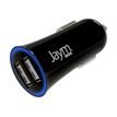 JAYM - Chargeur allume cigare pour voiture - 2 USB + câble USB vers Lightning - noir