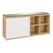 Crédence SLIVER - L160 x H80 x P45 - 1 porte coulissante - Chêne fil et blanc
