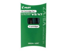 Pilot Hi-Tecpoint V5/V7 - 3 Cartouches recharges pour roller - vert