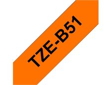 Brother TZeB51 - Ruban d'étiquettes auto-adhésives - 1 rouleau (24 mm x 8 m) - fond orange écriture noire fluorescent