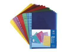 Viquel - 50 Pochettes perforées - A4 - 7/100 - couleurs assorties