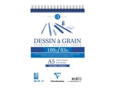 Clairefontaine Dessin à Grain - Bloc croquis à spirale n°3 - A5 - 30 feuilles - 180 gr