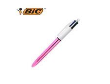 BIC 4 Couleurs Shine - Stylo à bille 4 couleurs - corps rose