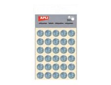Apli - 3 feuilles gommettes rondes - Hologramme argenté