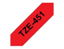 Brother TZe451 - Ruban d'étiquettes auto-adhésives - 1 rouleau (24 mm x 8 m) - fond rouge écriture noire 