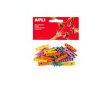 Apli - 20 pinces à linge bois - coloris assortis