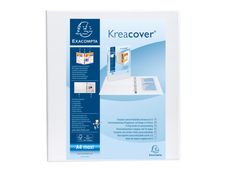 Exacompta Kreacover - Classeur à anneaux personnalisable - Dos 60 mm - A4 Maxi - pour 225 feuilles - blanc - 3 pochettes extérieures