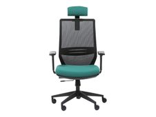 Fauteuil de bureau TECSY - accoudoirs - noir/vert