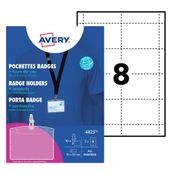Avery - Pochettes badges avec tour de cou - 10 badges + 16 étiquettes - 60 x 90 mm