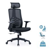 Fauteuil SYLVESTER - accoudoirs réglables - appui-tête intégré - noir