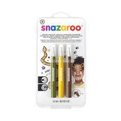 Snazaroo - lot de 3 pinceaux de maquillages pour enfants et adultes - jungle