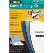 Fellowes - kit de démarrage de reliure A4 (21 x 29,7 cm) - pour 10  dossiers avec anneaux plastique 6 mm (x5), 8 mm (x5) jusqu'à 40 feuilles