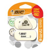 BIC - Pack de 3 gommes : 2 gommes galet et 1 mini gomme fun