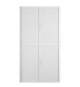 Armoire basse à rideaux EASY OFFICE - 110 x 204 x 41,5 cm - Corps, rideaux et poignée blanc