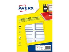 Avery - 120 Étiquettes scolaires blanches lignées bleu - 36 x 56 mm