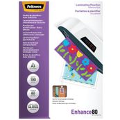 Fellowes - 100 pochettes de plastification A3 (303 x 426 mm) - 80 microns - brillantes dos adhésif