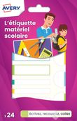 Avery - 24 Étiquettes plastifiées multi-usages blanches avec bordure verte, bleue, jaune et rouge - 63 x 16 / 63 x 8 / Ø 25 mm