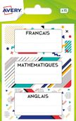 Avery - 15 Étiquettes scolaires flamant rose/pastèque/ananas