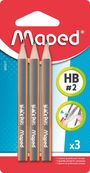 Maped Black'Peps - Pack de 3 mini crayons graphite