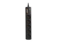 INFOSEC S5 Black Line II - Multiprise parafoudre 5 prises - parasurtenseur 2500 W