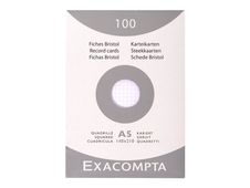 Exacompta - Pack de 100 Fiches Bristol - A5 - petits carreaux - non perforées - blanc