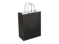 50 Sacs cadeau kraft - poignées torsadées - 22 cm x 12 cm x 31 cm - noir