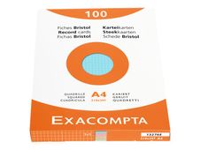 Exacompta - Pack de 100 Fiches Bristol - A4 - petits carreaux - couleurs assorties