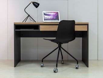 Bureau ARCADE - 126 cm - avec tiroir et niche - chêne/anthracite