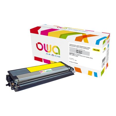 3112539623647-Cartouche laser compatible Brother TN326 - jaune - Owa K15785OW-Angle gauche-0