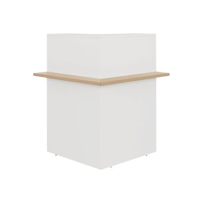 3483600772794-Banque d'accueil en angle à 90° ZOOM - L85 x H74 x P85 - chêne structuré-Avant-0