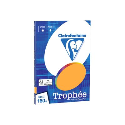 0400000041582-Clairefontaine Trophée - Papier couleur - A4 (210 x 297 mm) - 160 g/m² - Ramette de 50 fe-Angle gauche-0