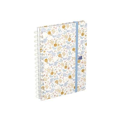 3147280123603-Agenda spiralé à élastique Oxford Flowers - 1 semaine sur 2 pages - 15 x 21 cm - beige - Hamelin--0