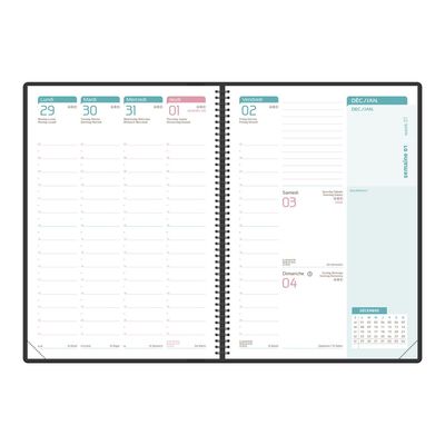 3147280123603-Agenda spiralé à élastique Oxford Flowers - 1 semaine sur 2 pages - 15 x 21 cm - beige - Hamelin--1